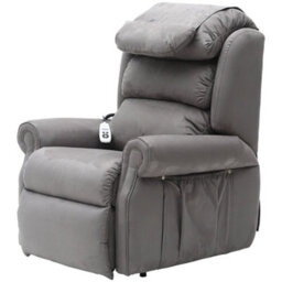 Loops Comfortable Dual Motor Rise And Recline Armchair In Luxury Grey Suedette Fabric - thumbnail 1