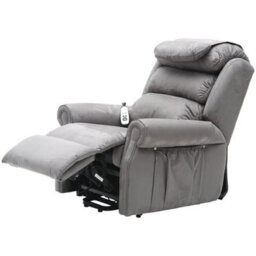 Loops Comfortable Dual Motor Rise And Recline Armchair In Luxury Grey Suedette Fabric - thumbnail 4