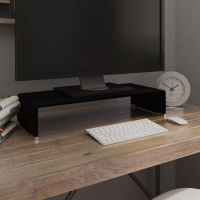 Berkfield Tv Stand/monitor Riser Glass Black 60X25X11 Cm - image 1