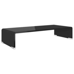 Berkfield Tv Stand/monitor Riser Glass Black 60X25X11 Cm - thumbnail 2