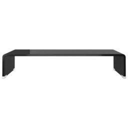 Berkfield Tv Stand/monitor Riser Glass Black 60X25X11 Cm - thumbnail 3