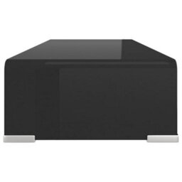 Berkfield Tv Stand/monitor Riser Glass Black 60X25X11 Cm - thumbnail 4