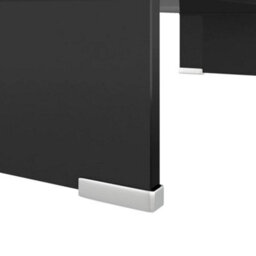 Berkfield Tv Stand/monitor Riser Glass Black 60X25X11 Cm - thumbnail 5
