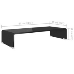 Berkfield Tv Stand/monitor Riser Glass Black 60X25X11 Cm - thumbnail 6