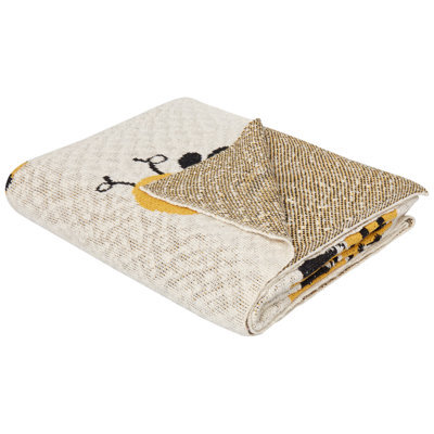 Beliani Blanket Dragan Cotton 130 X 170 Cm Light Beige - image 1