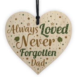 Red Ocean Special Dad Wooden Heart Memorial Grave Tribute Verse Plaque Christmas Tree Memorial Decoration Keepsake - thumbnail 1
