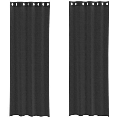 Berkfield Durable Voile Curtains With Grommets 2 Pcs Black 140X300 Cm