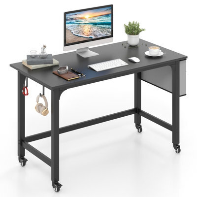 Costway Mobile Computer Desk 120Cm Home Office Desk W/ Lockable Wheels - image 1