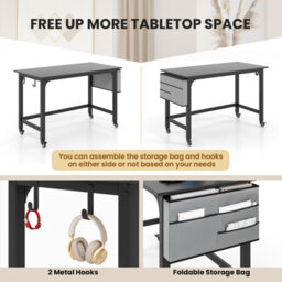 Costway Mobile Computer Desk 120Cm Home Office Desk W/ Lockable Wheels - thumbnail 7