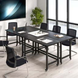 Costway Mobile Computer Desk 120Cm Home Office Desk W/ Lockable Wheels - thumbnail 5