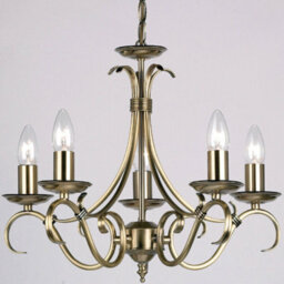 5 Lamp Ceiling & 2X Twin Wall Light Pack Antique Brass Vintage Matching Fittings - thumbnail 3