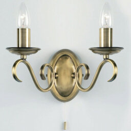 5 Lamp Ceiling & 2X Twin Wall Light Pack Antique Brass Vintage Matching Fittings - thumbnail 5