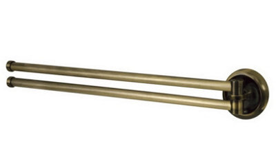 Bisk Double Towel Holder Movable Twin Bars Retro Bathroom Antique Brass Wall Mounted - image 1