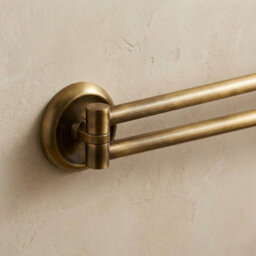 Bisk Double Towel Holder Movable Twin Bars Retro Bathroom Antique Brass Wall Mounted - thumbnail 3