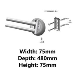 Bisk Double Towel Holder Movable Twin Bars Retro Bathroom Antique Brass Wall Mounted - thumbnail 5
