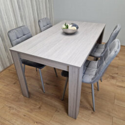 Kosy Koala Dining Table And 4 Chairs Grey 4  Grey Velvet Chairs Wood Dining Set Furniture