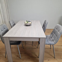 Kosy Koala Dining Table And 4 Chairs Grey 4  Grey Velvet Chairs Wood Dining Set Furniture - thumbnail 7