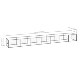 Berkfield Durable Dog Kennel Black 7 M2 Steel - thumbnail 6
