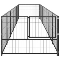 Berkfield Durable Dog Kennel Black 7 M2 Steel - thumbnail 3