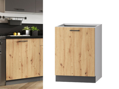 Impact Furniture Kitchen Cabinet 600mm Base Unit Storage Cupboard Grey Oak L R Door Clara - image 1