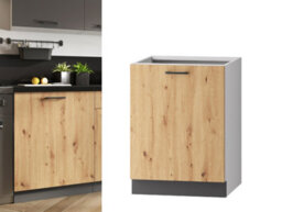 Impact Furniture Kitchen Cabinet 600mm Base Unit Storage Cupboard Grey Oak L R Door Clara - thumbnail 1