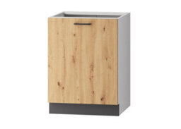 Impact Furniture Kitchen Cabinet 600mm Base Unit Storage Cupboard Grey Oak L R Door Clara - thumbnail 2