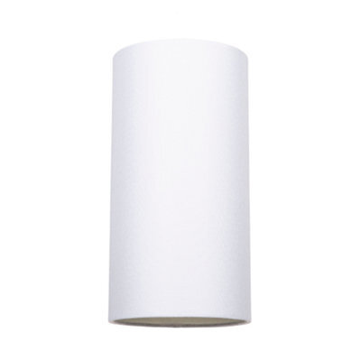 Happy Homewares Contemporary And Stylish White Linen Fabric Tall Cylindrical 25Cm Lampshade - image 1