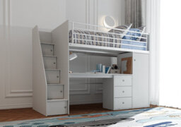 Flintshire Furniture Dakota High Sleeper Bed Frame With Desk And Storage In Grey - thumbnail 2