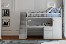 Flintshire Furniture Dakota High Sleeper Bed Frame With Desk And Storage In Grey - thumbnail 1