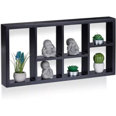 Black 7-Compartment Floating Space Saving Wall Shelves - image 1