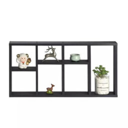 Black 7-Compartment Floating Space Saving Wall Shelves - thumbnail 4