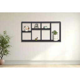 Black 7-Compartment Floating Space Saving Wall Shelves - thumbnail 2