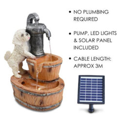 Geezy Solar Water Fountain Led Puppy Solar Water Feature Home Garden Decoration - thumbnail 6