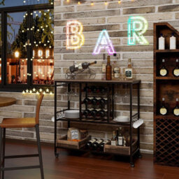 Gainoom 3 Tiers Bar Cart Home Serving Cart Industrial Rolling Beverage Cart - thumbnail 7