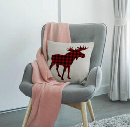 Decorative Cotton And Linen Cushion Cover With A Red Black Checkered Pattern Scottish Buffalo Design, Square, For Sofa - 45 X Cm - thumbnail 3