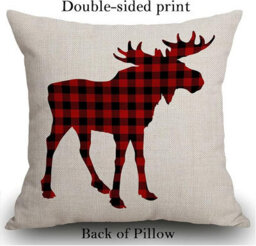 Decorative Cotton And Linen Cushion Cover With A Red Black Checkered Pattern Scottish Buffalo Design, Square, For Sofa - 45 X Cm - thumbnail 2