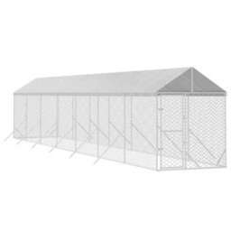 Walplus Outdoor Dog Kennel With Roof Silver 2X14X2.5 M Galvanised Steel - thumbnail 3