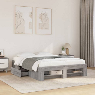 Berkfield Bed Frame Without Mattress Grey Sonoma 140X200 Cm Engineered Wood - image 1