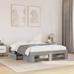 Berkfield Bed Frame Without Mattress Grey Sonoma 140X200 Cm Engineered Wood - thumbnail 1