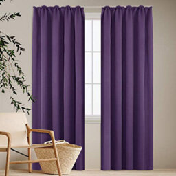 Deconovo Pencil Pleat Curtains Solid Blackout Curtains Thermal Insulated Curtains For Bedroom W55 X L79 Inch Dark Purple One Pair - thumbnail 2