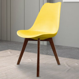 Fusion Living Soho Yellow Plastic Dining Chair With Squared Dark Wood Legs - thumbnail 2