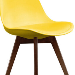 Fusion Living Soho Yellow Plastic Dining Chair With Squared Dark Wood Legs - thumbnail 3