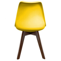 Fusion Living Soho Yellow Plastic Dining Chair With Squared Dark Wood Legs - thumbnail 4