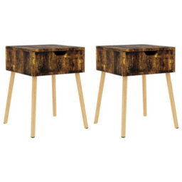 Berkfield Modern Bedside Cabinets 2 Pcs Smoked Oak 40X40X56 Cm Engineered Wood - thumbnail 1