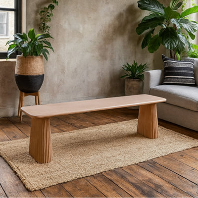 Wyld Haus New Mexico Mango Wood Dining Bench Ribbed Legs Pale Finish - image 1