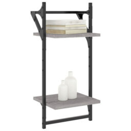 Berkfield 2-Tier Wall Shelves With Bars 2 Pcs Grey Sonoma 30X25X65 Cm - thumbnail 3
