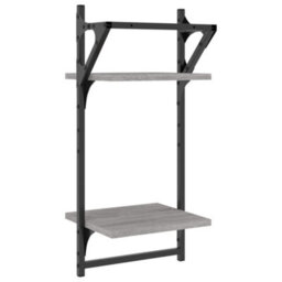 Berkfield 2-Tier Wall Shelves With Bars 2 Pcs Grey Sonoma 30X25X65 Cm - thumbnail 7