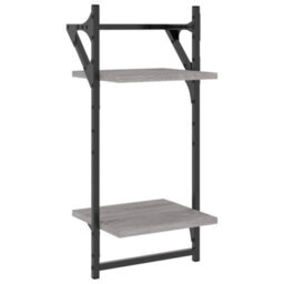 Berkfield 2-Tier Wall Shelves With Bars 2 Pcs Grey Sonoma 30X25X65 Cm - thumbnail 4