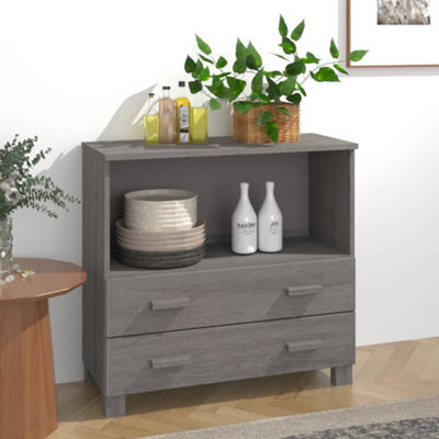Berkfield Sideboard Light Grey 85X35X80 Cm Solid Wood Pine - image 1