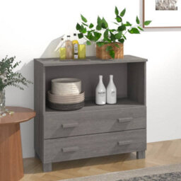 Berkfield Sideboard Light Grey 85X35X80 Cm Solid Wood Pine - thumbnail 1
